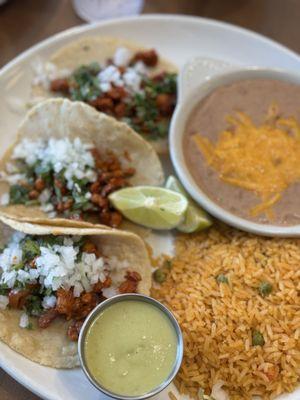 Al Pastor taco plate, really good