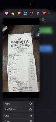 Added gratuity of 15% with no prior knowledge