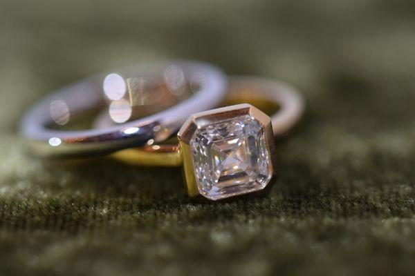 engagement ring and wedding band