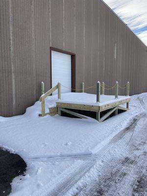 Convenient drive-up dock located on the right side of the building.