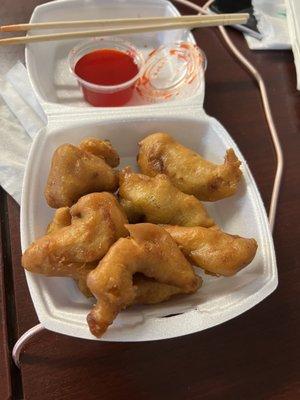 Sweat and sour chicken but also good as chicken nuggets.
