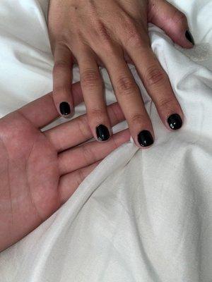 Poorly done regular manicure.