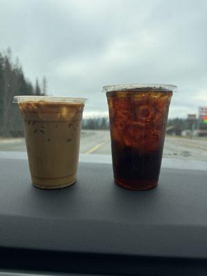 Oat milk latte and cold brew