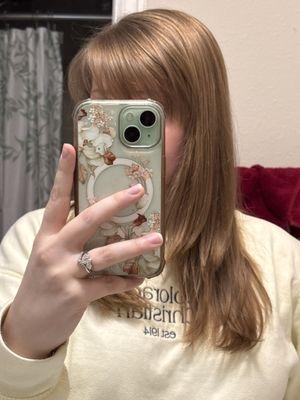 Layers and trimmed bangs