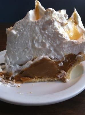 Side view of carmel pie