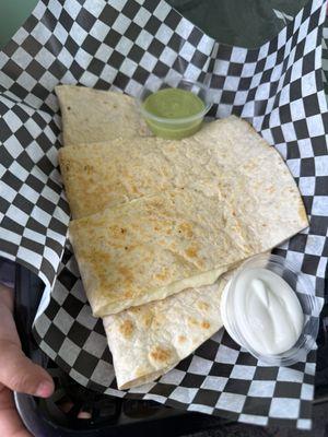 $6 plain quesadilla. The cheese is better than average because it's not typical cheese.