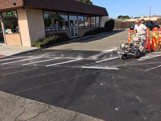 ADA build up at the happy dragon restaurant. Handicap decals and striping to meet regulations.