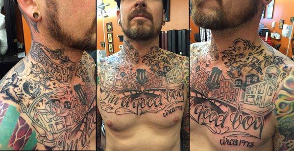 Chest and neck piece by co-owner Adam Suerte