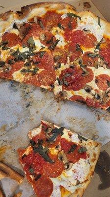 Margherita pie with mushrooms and pepperoni