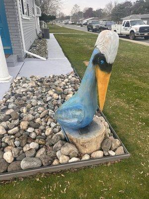 Pelican wood carving done by Larry. Excellent work 10/10!