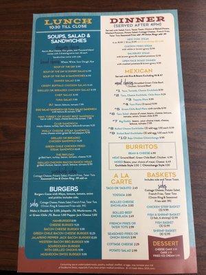 Lunch and dinner menu