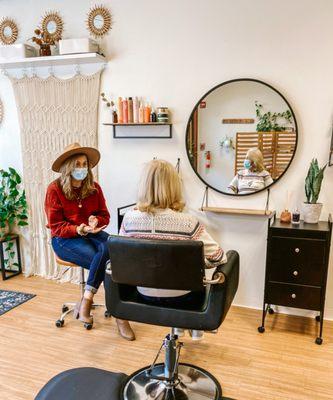 Every appointment begins with a thorough consultation to discuss your hair goals.