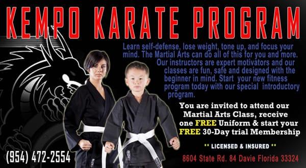 T.K.A.Martial Arts and Fitness / Kempo Karate Prgram 954-472-2554 / 8604 State Rd. 84 Davie, FL 33324 www.americantka.com
