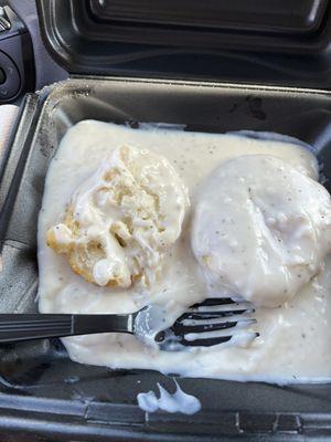 This is what you get plain gravy with no sausage.