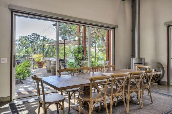 Large dining table in tasting room