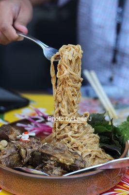 Goat Curry ($42) - egg noodle, lemongrass, coconut, sate oil, herbs. Great! Very filling.