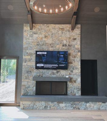 Sony Tv over Fireplace