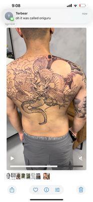 Other place done in five hours the entire dragon,shading, and background.