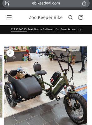 Dual battery side cart e bike. 28mph