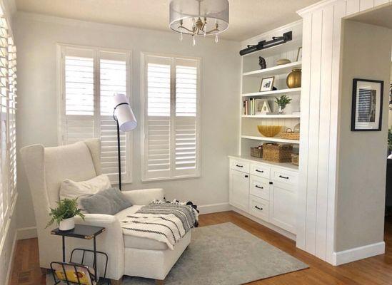 Reading nook with custom built in