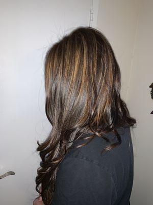 A previous look before my postpartum hair loss, going towards blonde