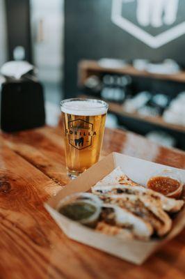 Nothing hits like a fresh quesadilla and a cold draft beer--served daily.