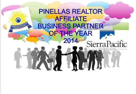 Edina McGuire - Pinellas Realtor Affiliate Business Partner of the Year - 2014.