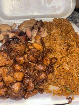 Spicy rice with bourbon & pepper chicken