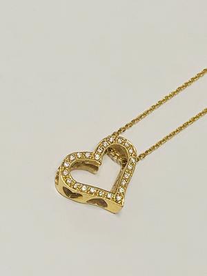 14K Yellow Gold 1/4 Carat Diamond Heart Charm Necklace