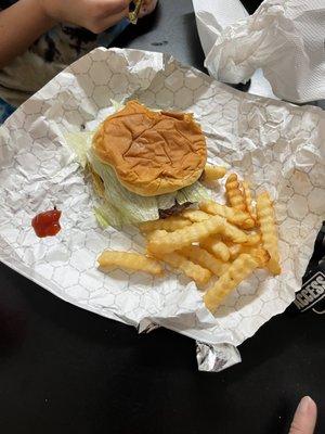 Burger and fries