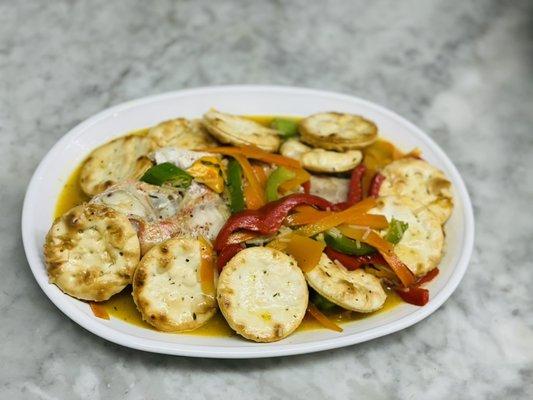 Steam Snapper and Crackers