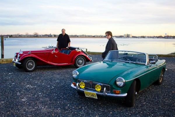 Dr. Jim's 1954 MGTF "Winston" and Danny's 1966 MGB "Evelyn" at the Jersey Shore