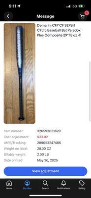 Bay sold for 35$ now charges me the seller 45$ total for shipping