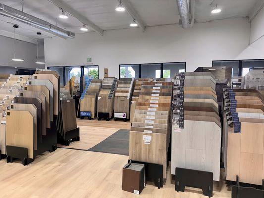 This is a small glimpse at our very large hard surface flooring section. We have hardwood, laminate, luxury vinyl, wateproof options & more