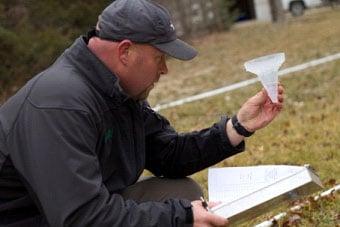 Sean our project manager preforming an Irrigation Audit