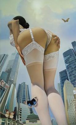 Title: "Urban Desire"
Artist: Wang Niandong
Media: Oil on Canvas (Original)
Dimensions: 70" x 43"
Published in Playboy Magazine