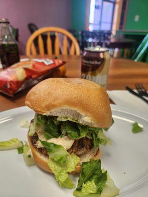 Bean burger with cashew queso