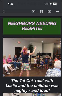 Caregivers day off with tai chi & qi gong demonstration for pre-schoolers