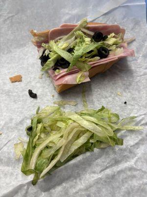 The lettuce pulled off the sandwich for refrigerator burn or gone by ?