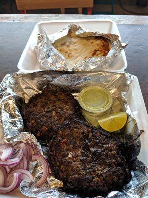 Chapli kabab meal - comes with 2 pita breads