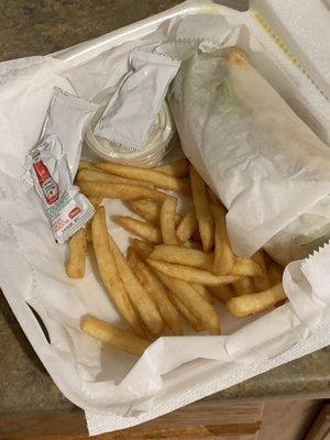 Soggy fries and very few
