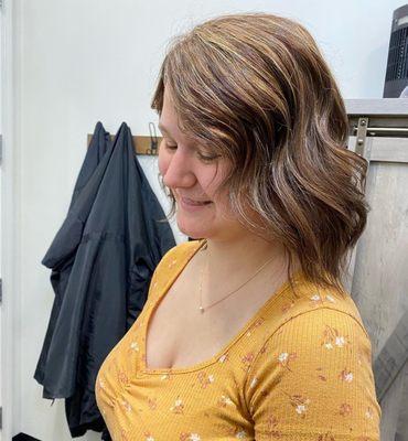 This was an over color retouch, highlight, haircut, and style!