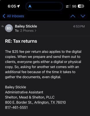 Bailey Strickle's Refusal to provide client tax returns appears rooted in lack of effort and attempts to implement unjustified fees.