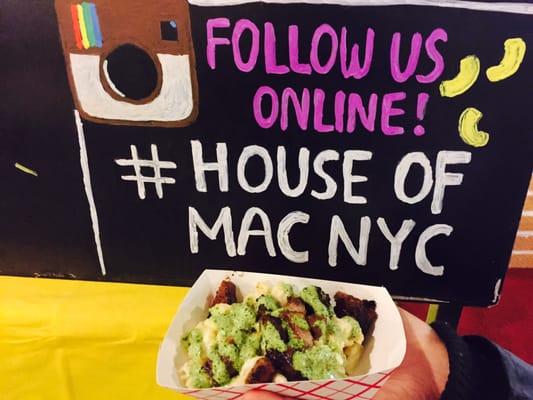 Waffle mac and cheese with pork belly