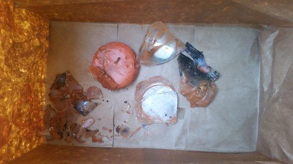 This is what the candle looked like after exploding. I think that the label caught fire and is what caught our tv on fire.