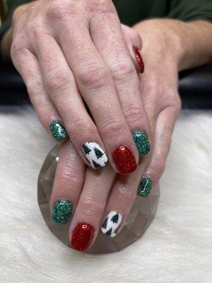 Glitter Nails with Decals