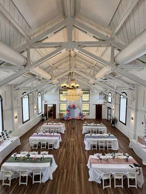 The Virgil is a really beautiful venue. The high ceilings, big windows, stained glass and huge chandelier, give it a unique charm.