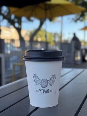 Chilling on the patio with my tasty latte