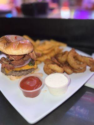 Aces fat Burger Fries & Onion Rings