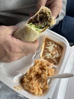 Burrito dinner. Very large burrito. Yummmy
